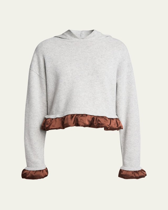 Ruffle Satin Trimmed Wool Hoo