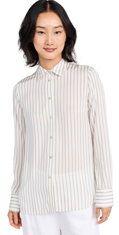 Vince Slim Fitted Blouse Pale Bone