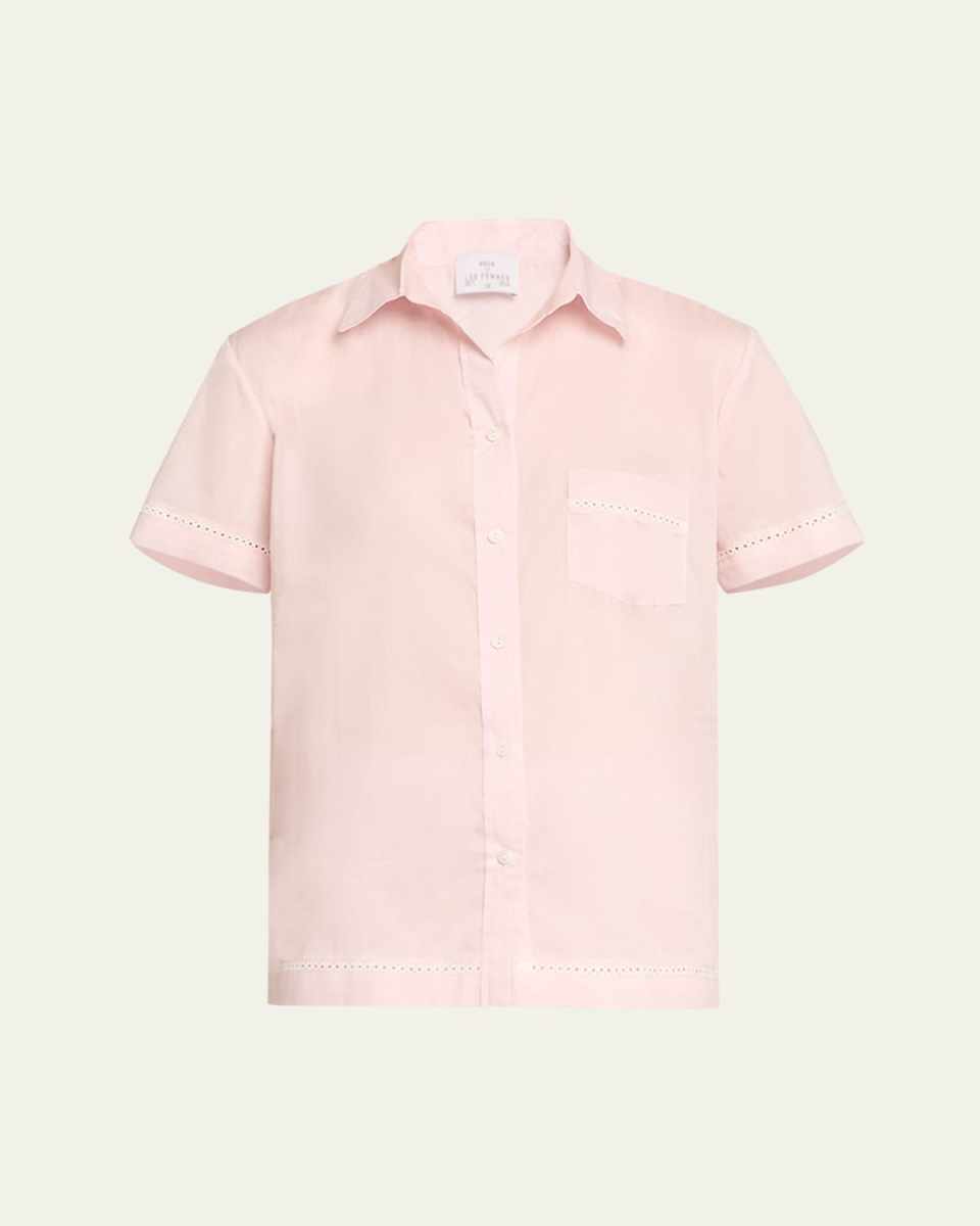 Cotton Lawn Short-Sleeve Crop Pajama Set