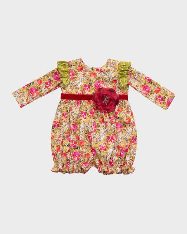 Girl's Wild Bloom Bubble Romper, Size Newborn-24