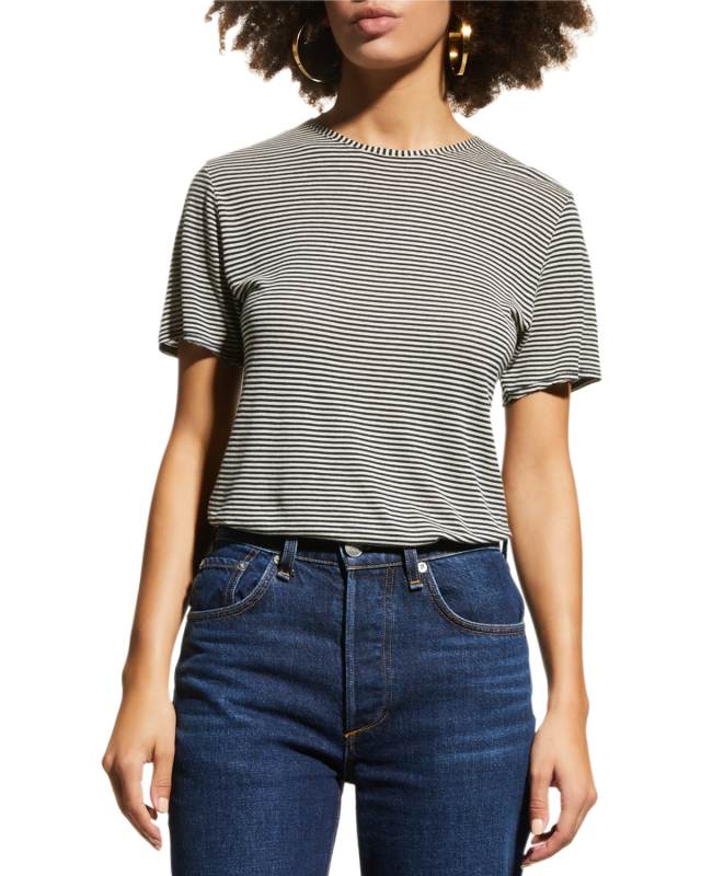 Michal Striped Linen Crewneck Tee