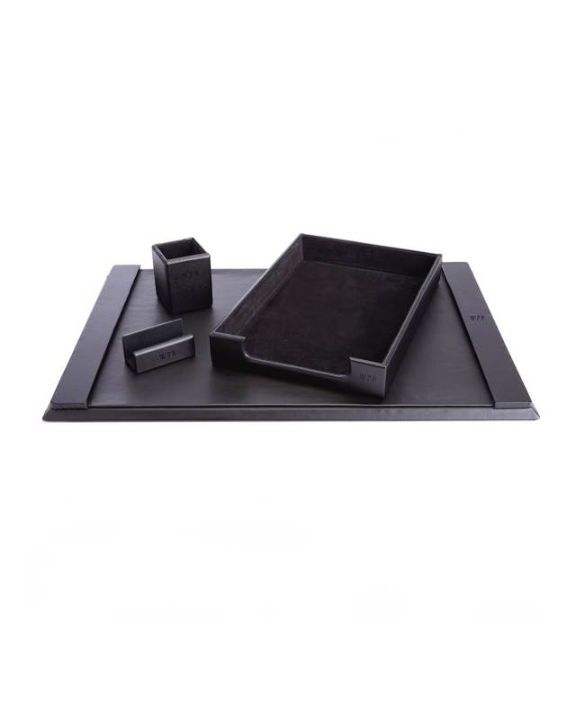 Monogrammed Leather Executive Desk Blotter & Accesory Set