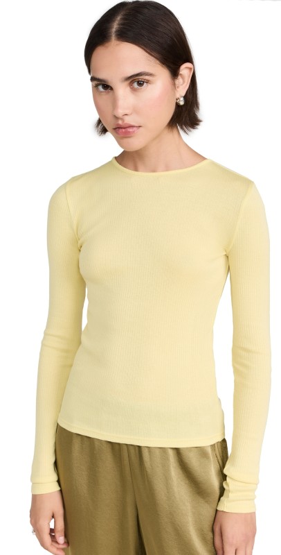 Vince Rib Long Sleeve Crew Pullover Citrines
