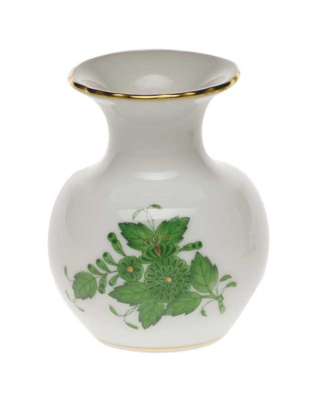 Chinese Bouquet Green Medium Bud Vase with Lip