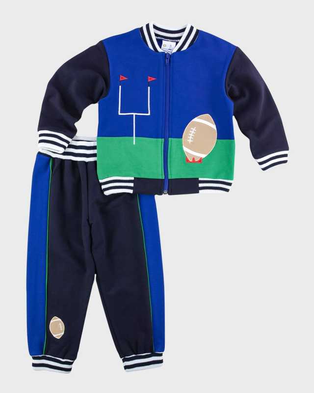Boy's Football French Terry Jacket & Pants Set, Size 9M-4