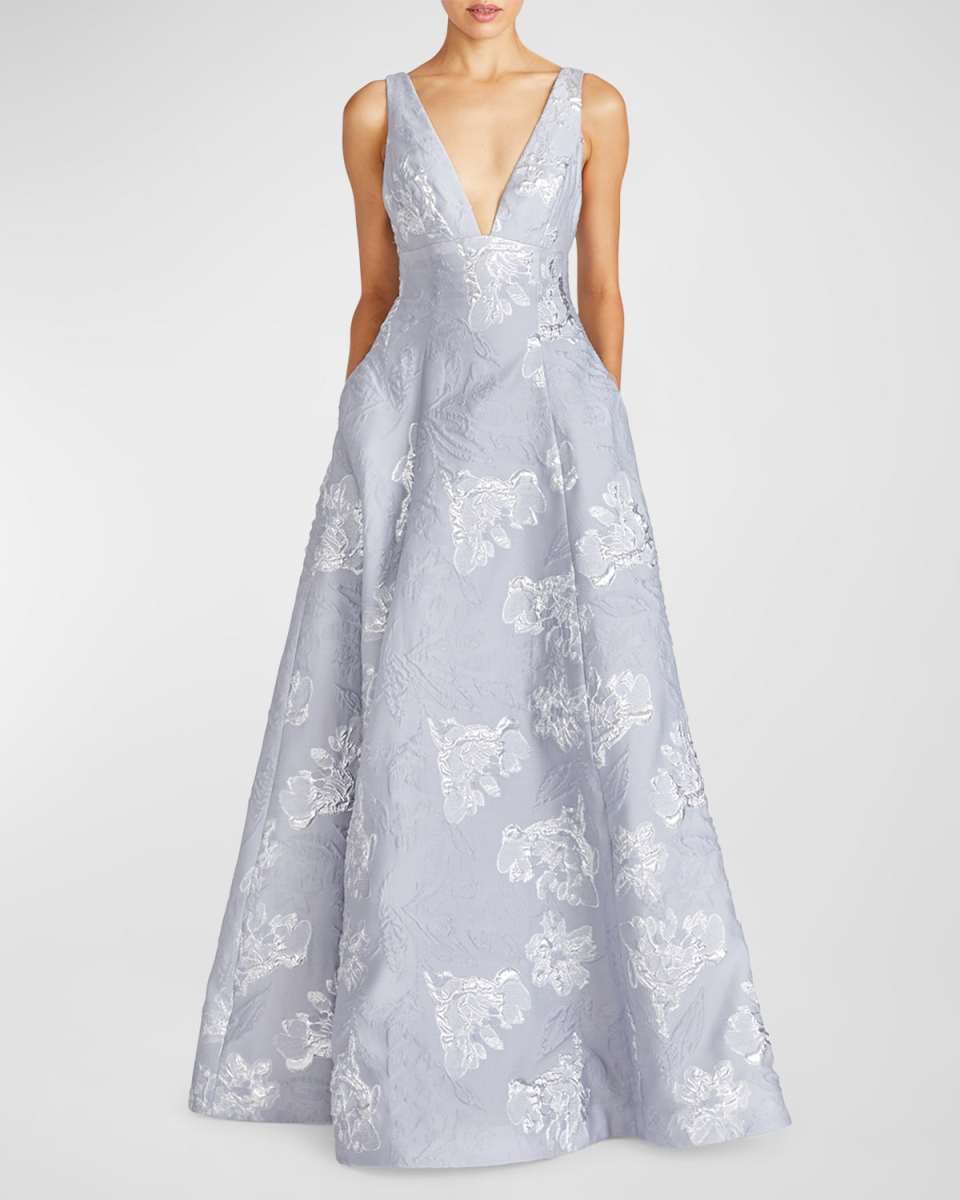 Madeline Floral Jacquard Gown