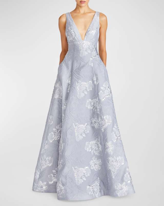 Madeline Floral Jacquard Gown