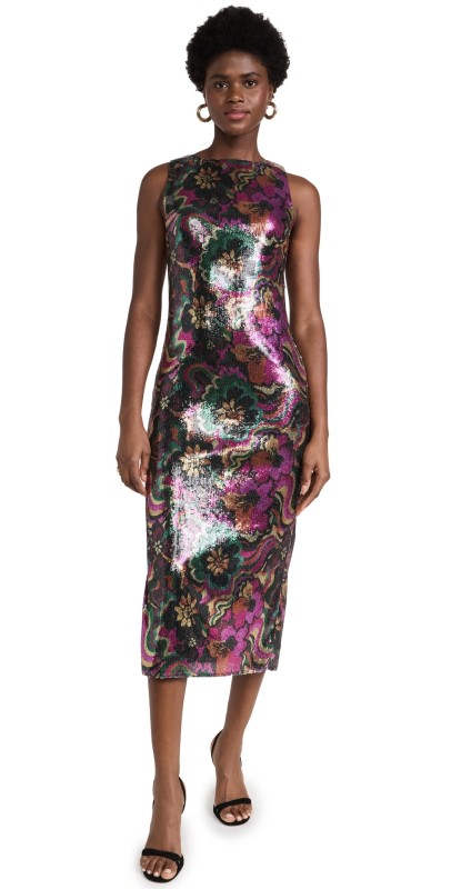 MISA Nakia Dress Flora Groove Sequins