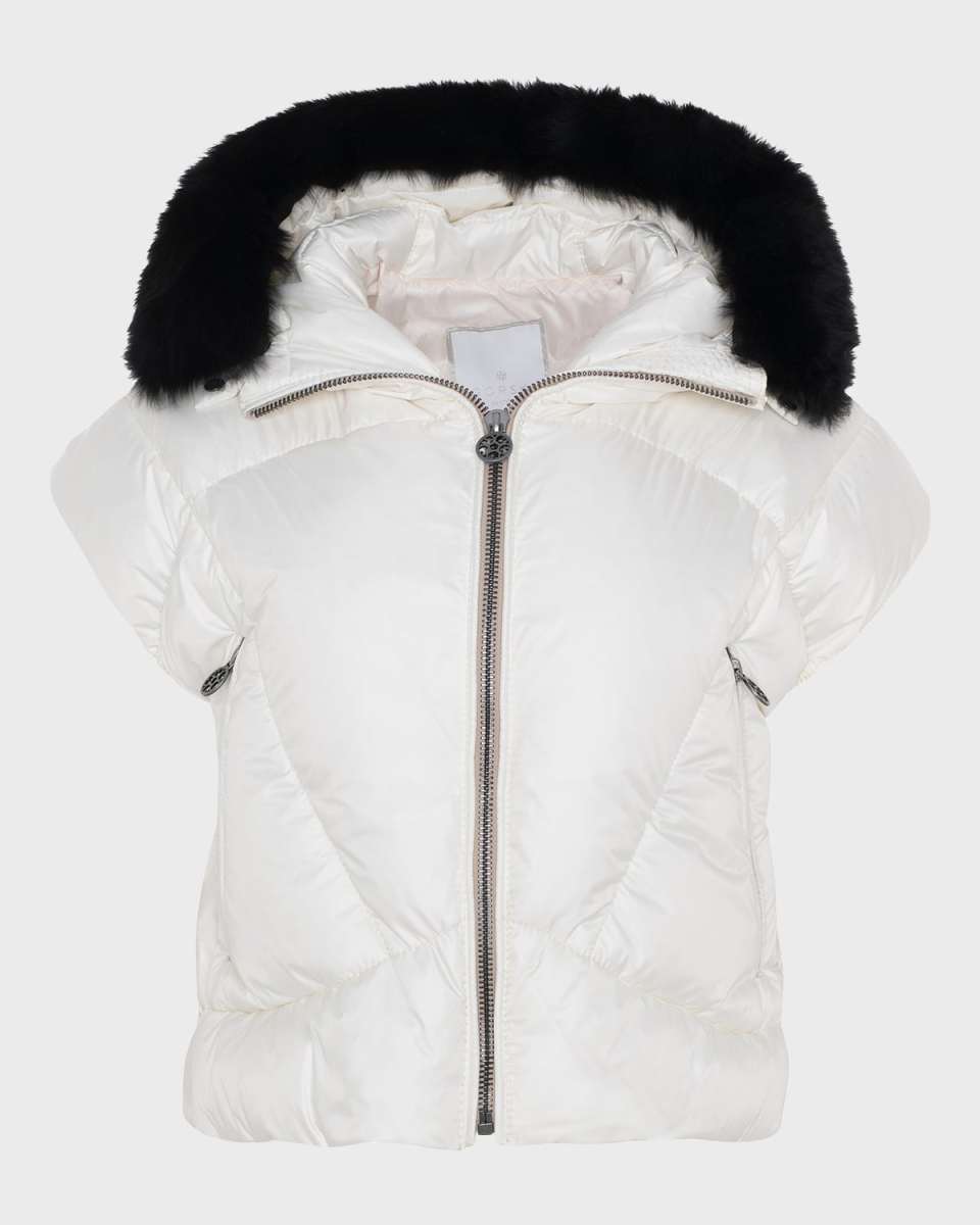 Apres-Ski Vest with Detachable Toscana Lamb Shearling Hood Tri