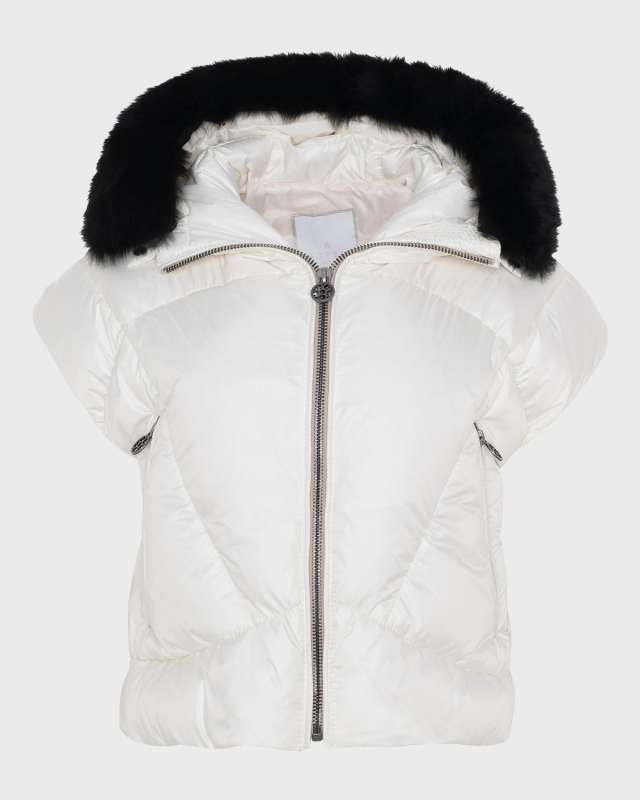 Apres-Ski Vest with Detachable Toscana Lamb Shearling Hood Tri