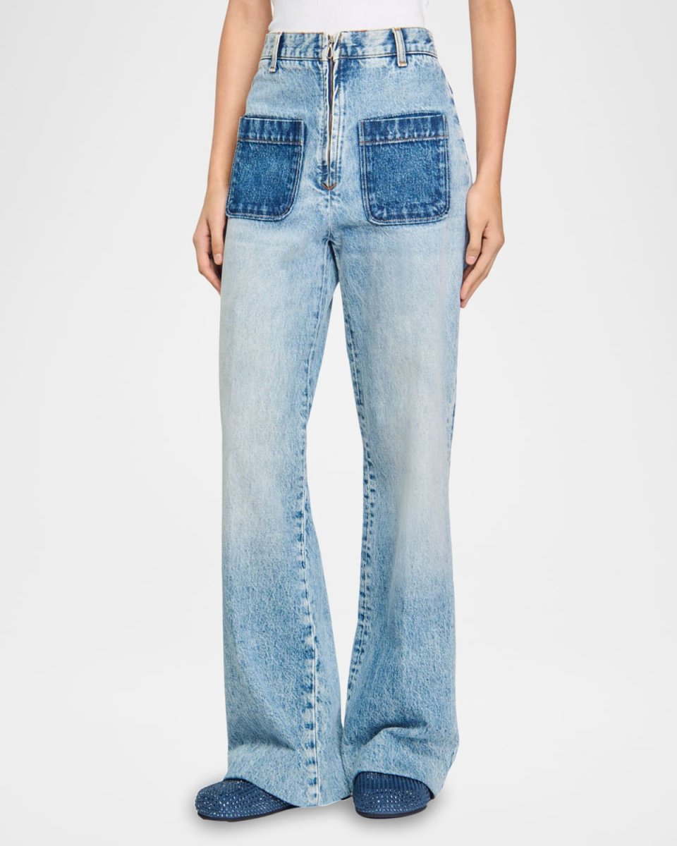 Oslone Wide-Leg Patch Pocket Jeans