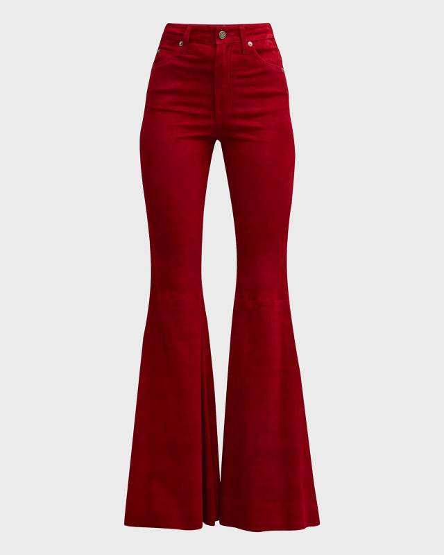 Super High-Rise Bell Flared Suede Pants