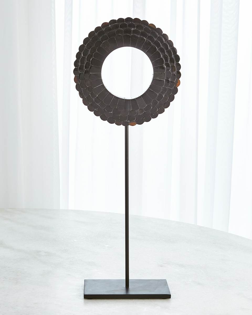 Large Four Layer Horn Scalloped Mounted Ring Sculpture