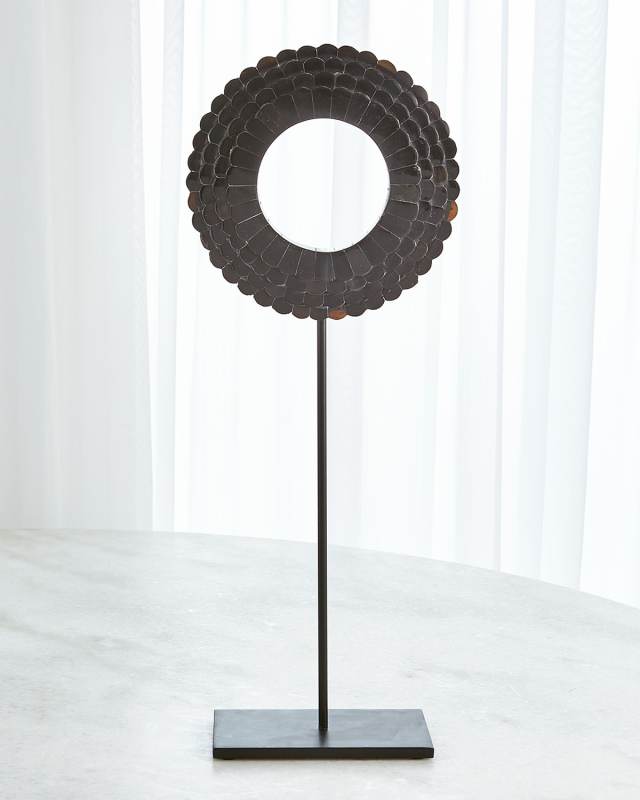 Large Four Layer Horn Scalloped Mounted Ring Sculpture