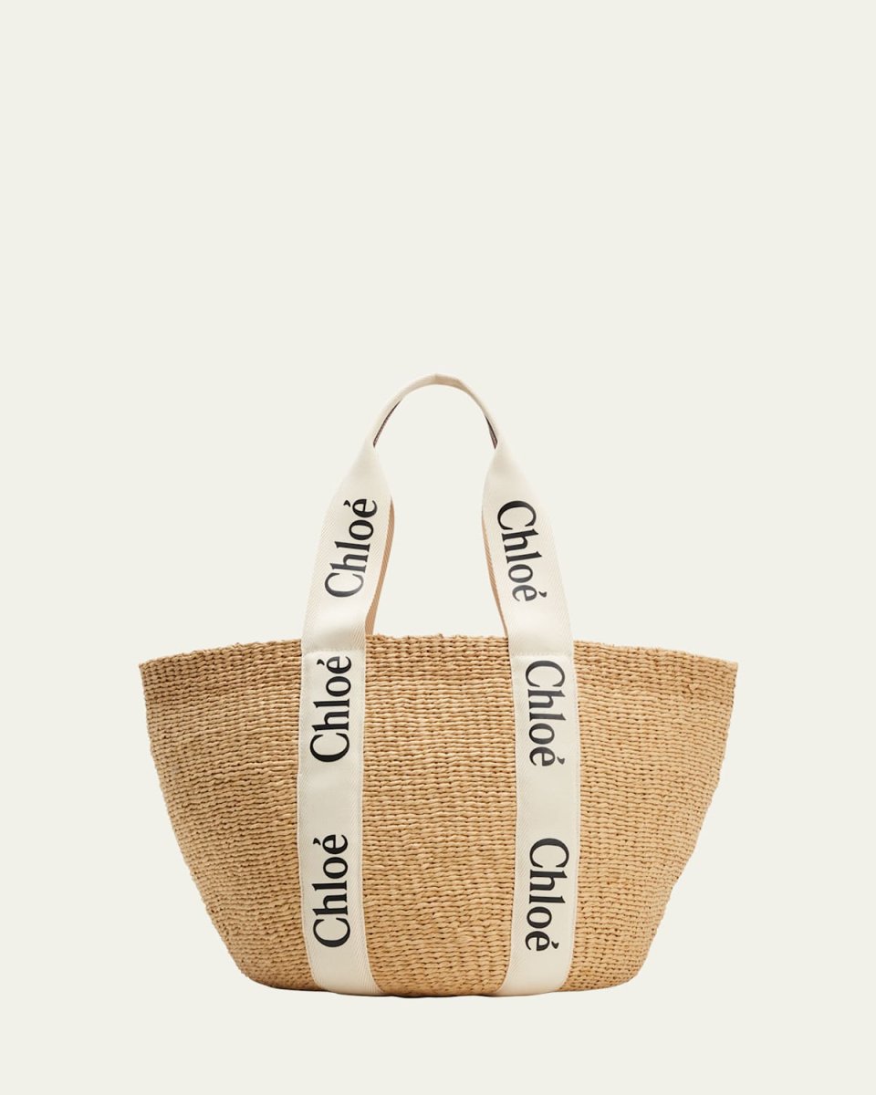 Woody Large Mifuko Basket Bag in Fair Trade Paper Embellished with Linen