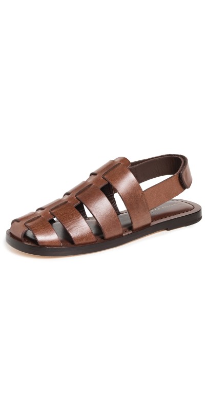 Loeffler Randall Sawyer Leather Caged Flat Sandals Espresso