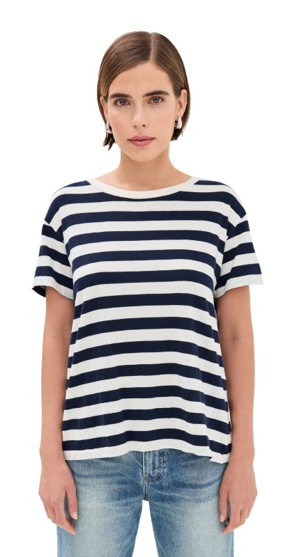 Nili Lotan Brady Tee Dark Navy Stripe