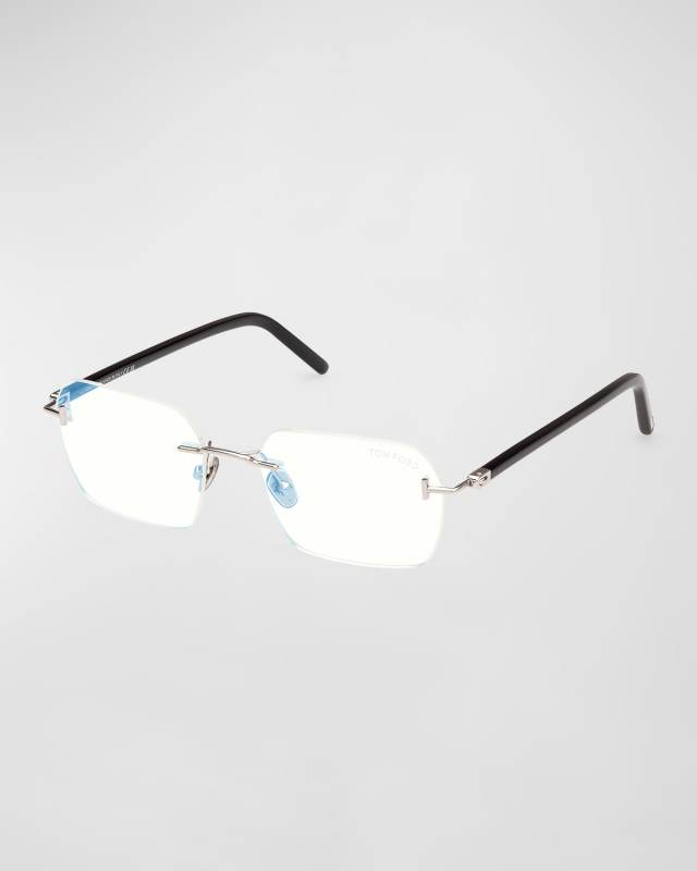 Rimless Mixed-Media Rectangle Sunglasses