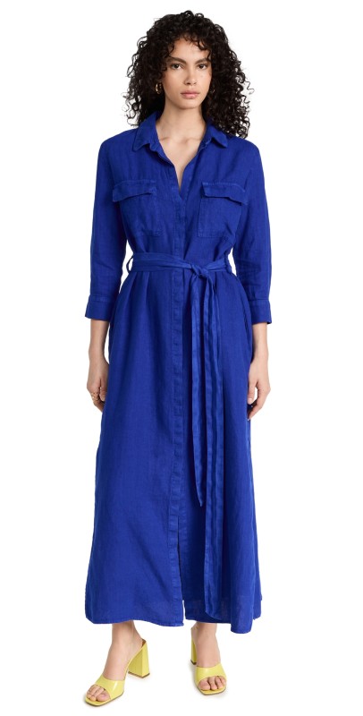 L'AGENCE Cameron Long Shirt Dress Surf Blue