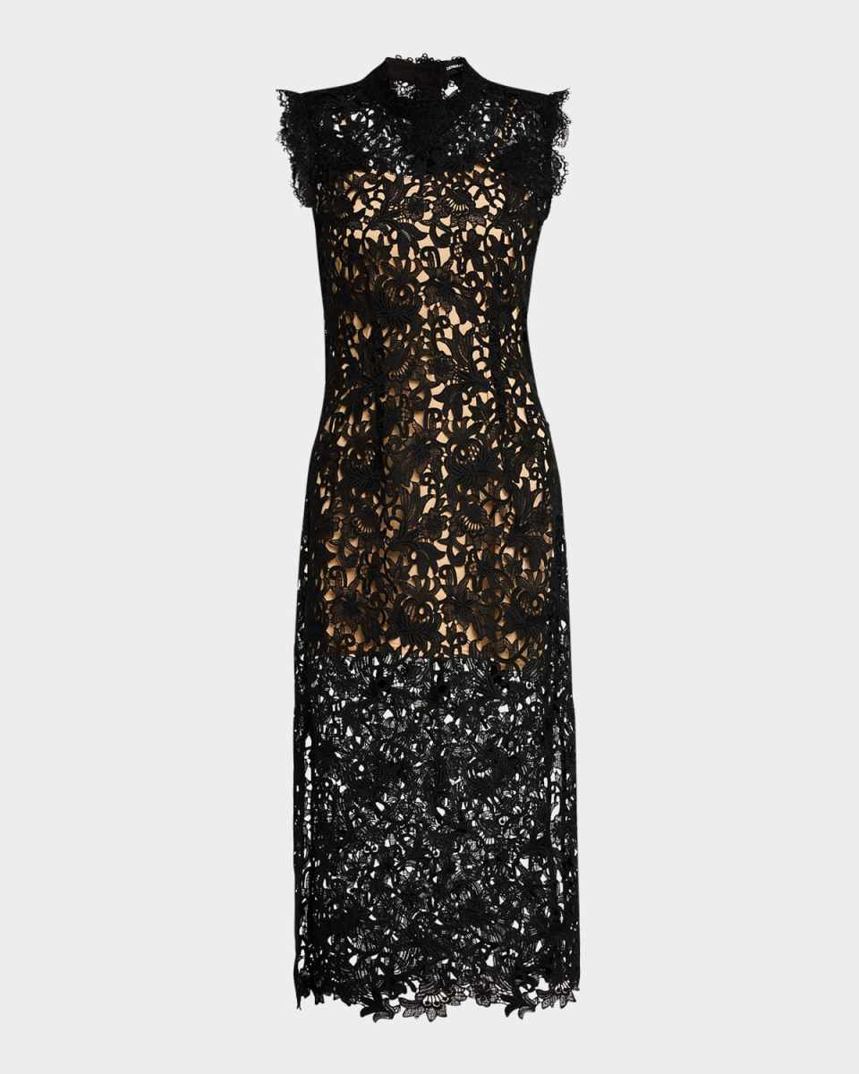 Bronte High-Neck Guipure Lace Dress
