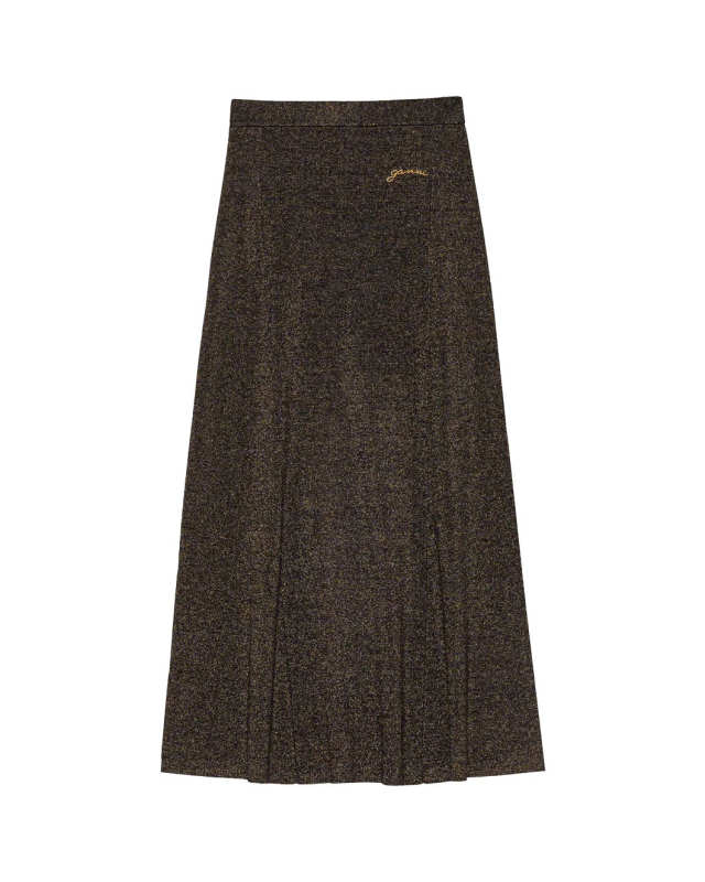 Black and Gold Sparkle Rib Maxi Skirt