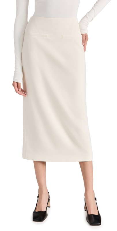 Theory High Waisted Midi Skirt Rice