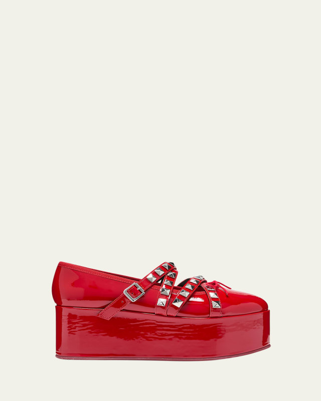 x Repetto Platform Studded Patent Ballet Flats