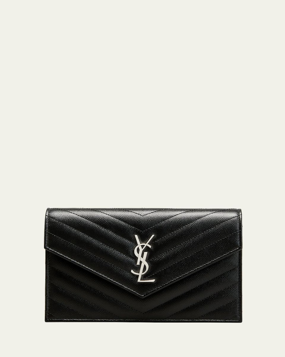 YSL Monogram Small Wallet on Chain in Grained Leather