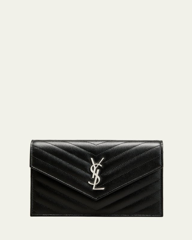 YSL Monogram Small Wallet on Chain in Grained Leather