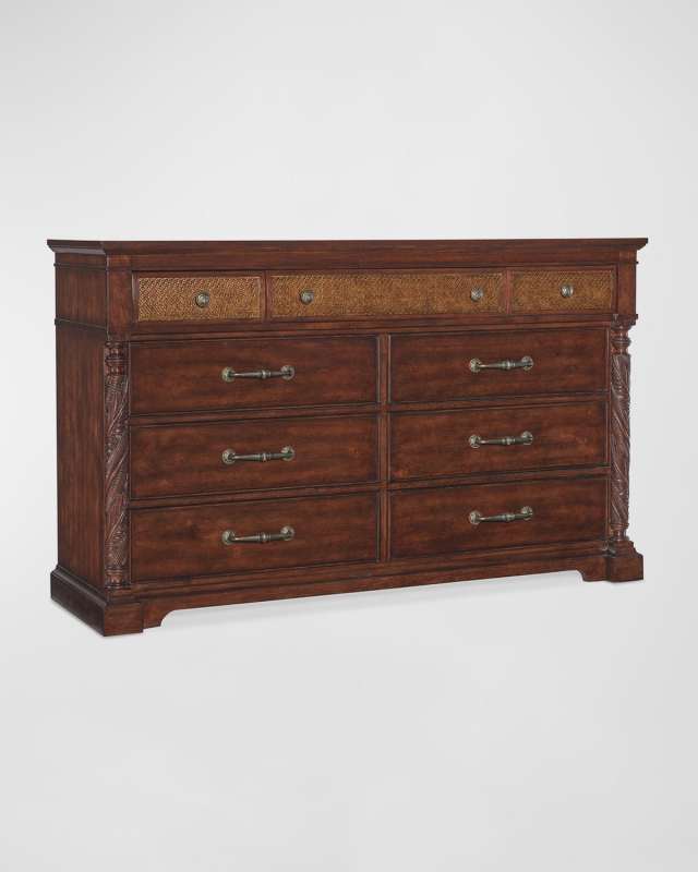 Charleston Cane 9-Drawer Dresser