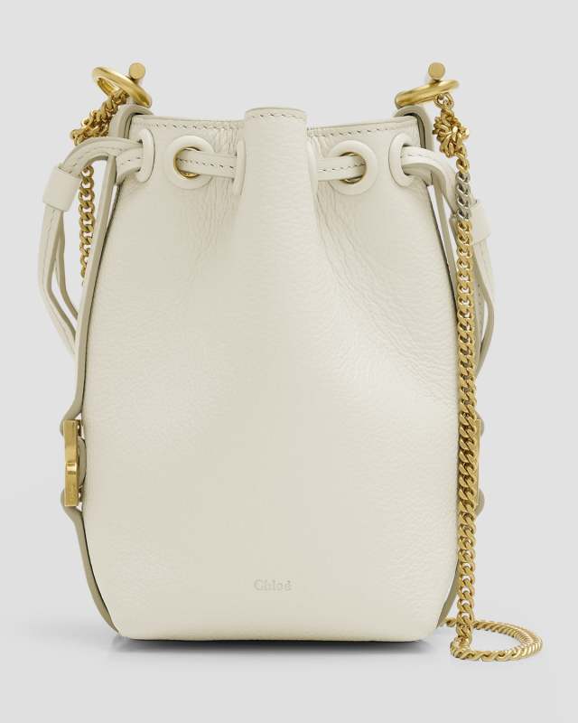 Marcie Micro Bucket Bag in Leather with Chain Strap