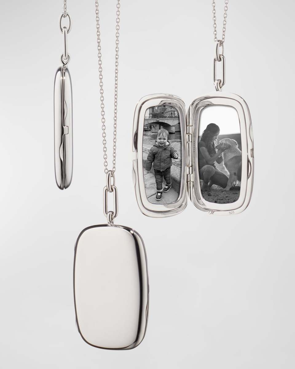 Sterling Silver Finn Large Slim Locket on Cable Chain, 22"L