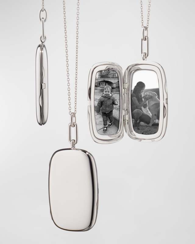 Sterling Silver Finn Large Slim Locket on Cable Chain, 22"L