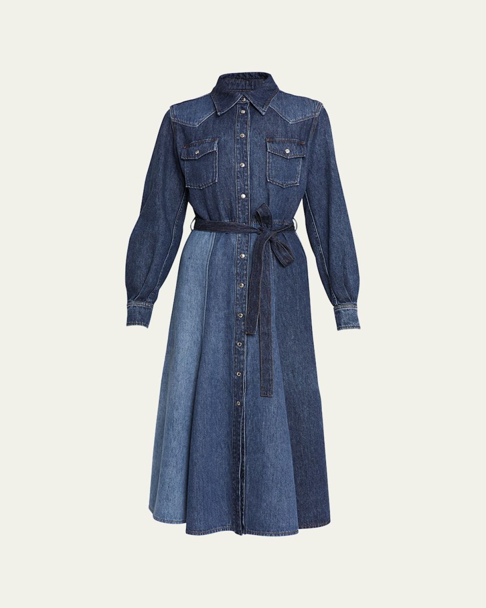 Recycled Cotton Denim Shirtdress with Self-Tie Belt