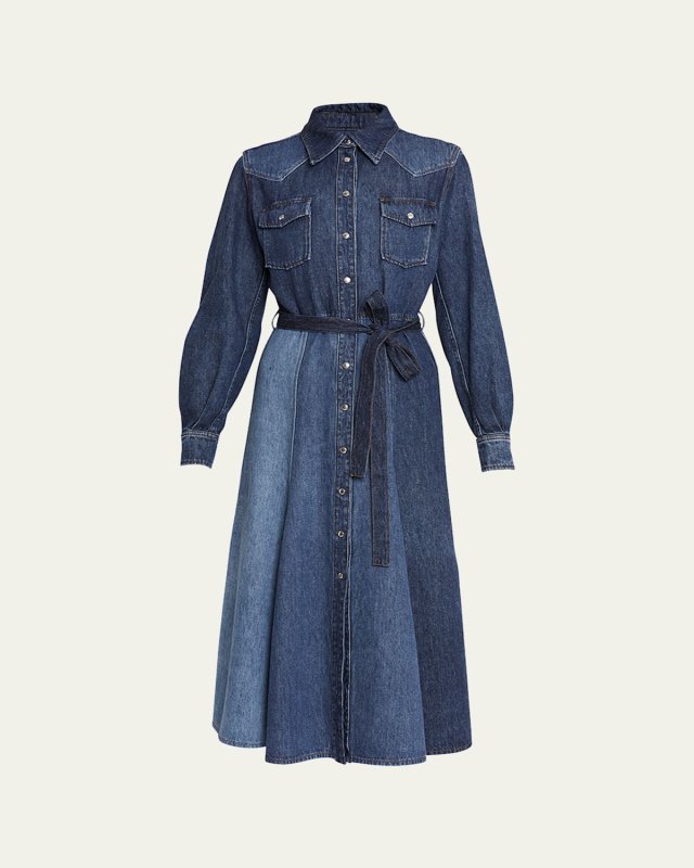 Recycled Cotton Denim Shirtdress with Self-Tie Belt