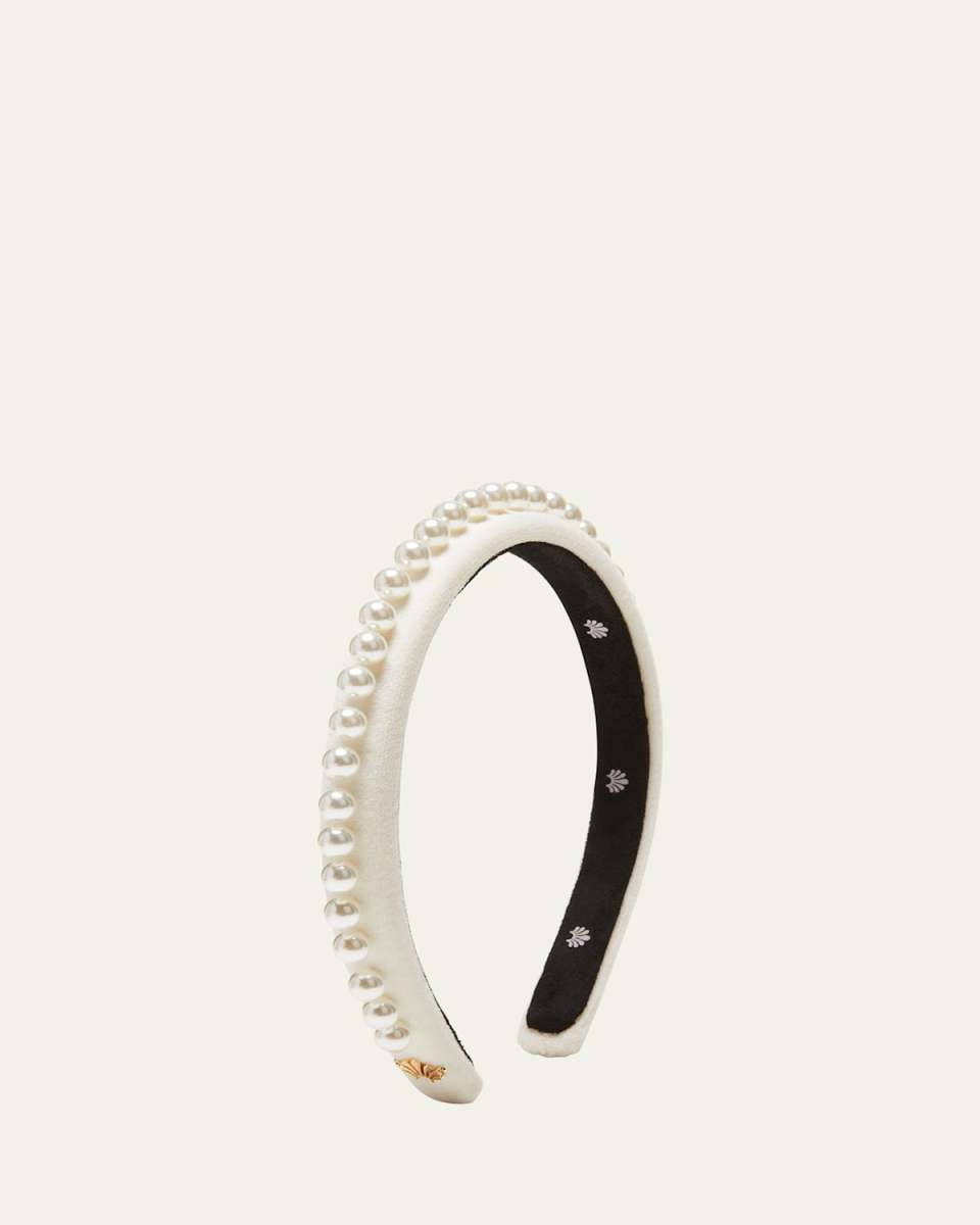 Pearly Embellished Gigi Velvet Headband