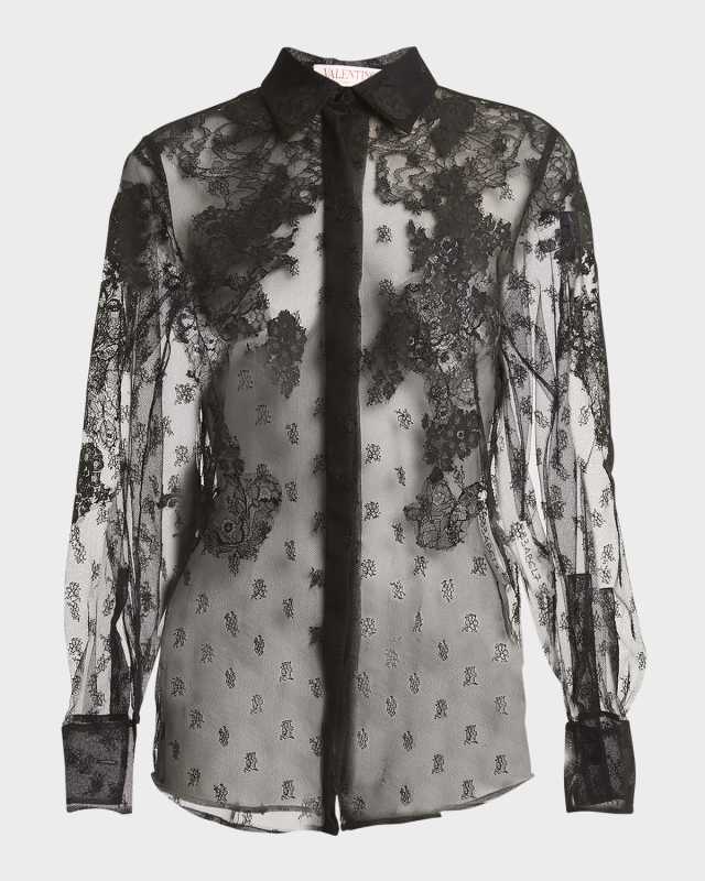 Mossi Lace Long-Sleeve Collared Shirt