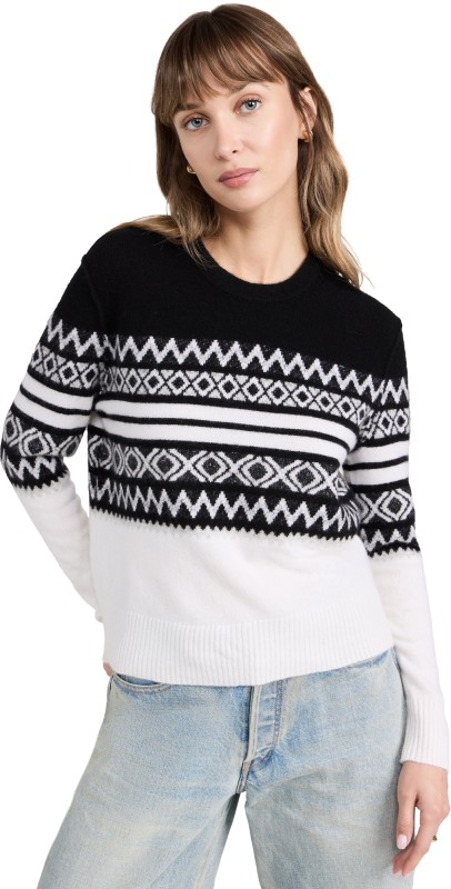 James Perse Cotton Cashmere Crew Neck Sweater Black/Foggy/Chalk