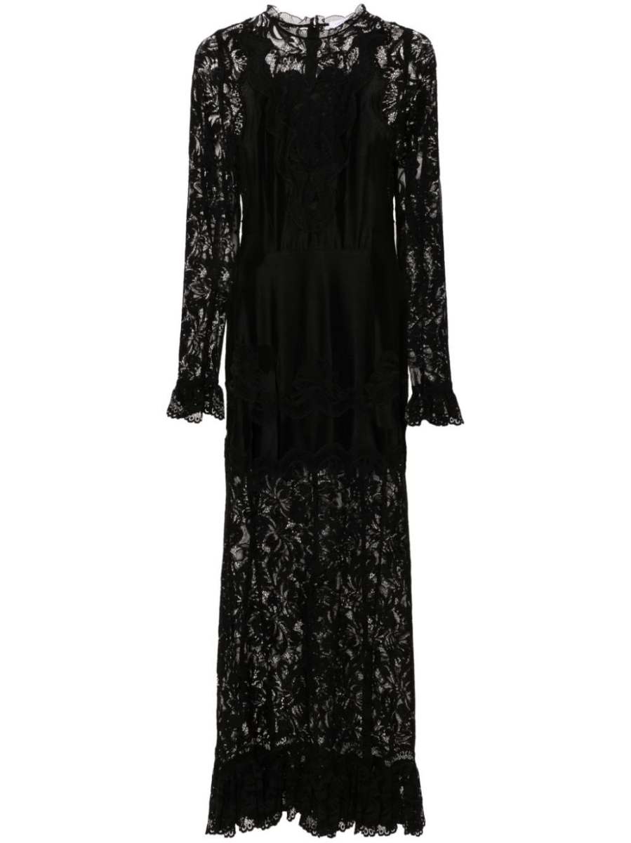 floral-lace detail maxi dress