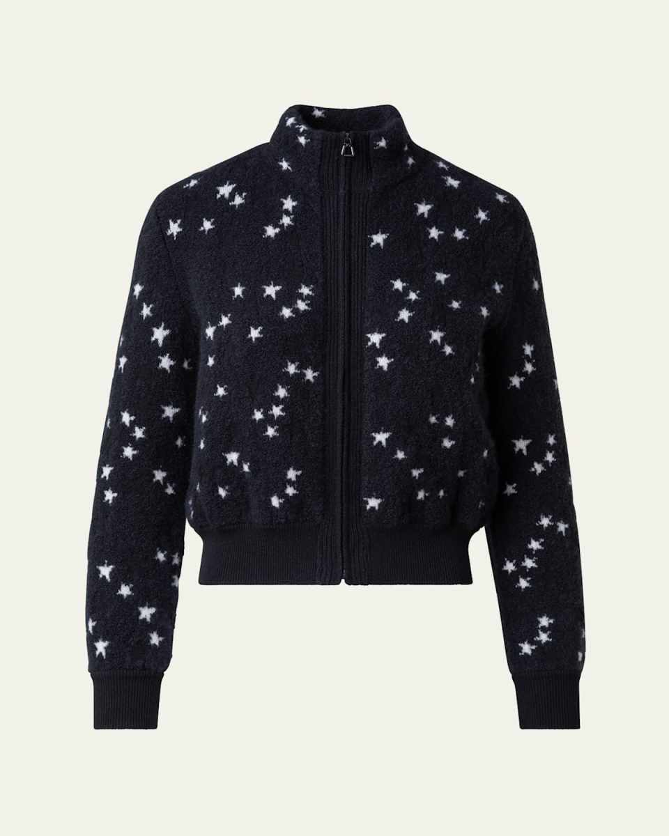Star Intarsia Cashmere-Silk Knit Cardigan