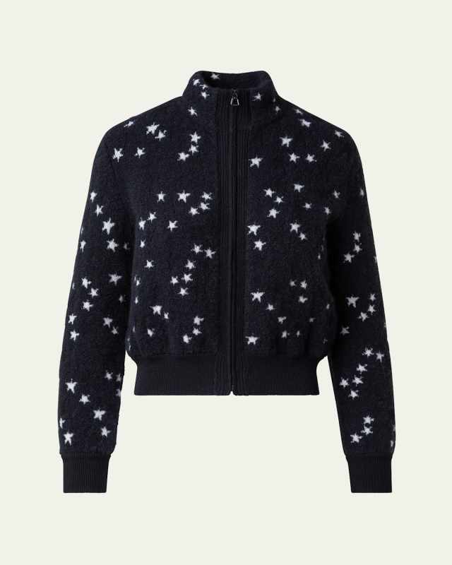 Star Intarsia Cashmere-Silk Knit Cardigan
