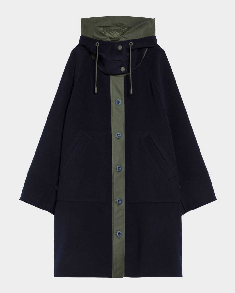 Chicca Colorblock Quilted-Back Hooded Coat