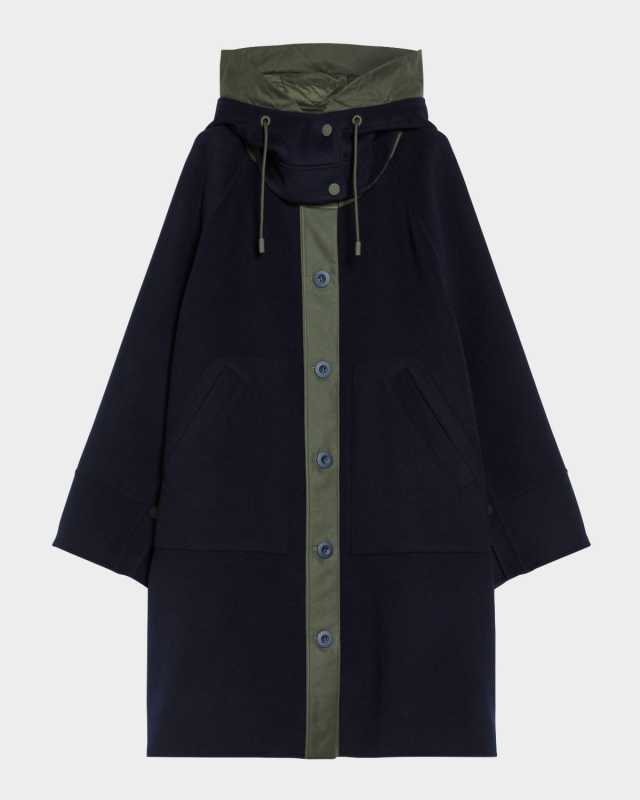 Chicca Colorblock Quilted-Back Hooded Coat