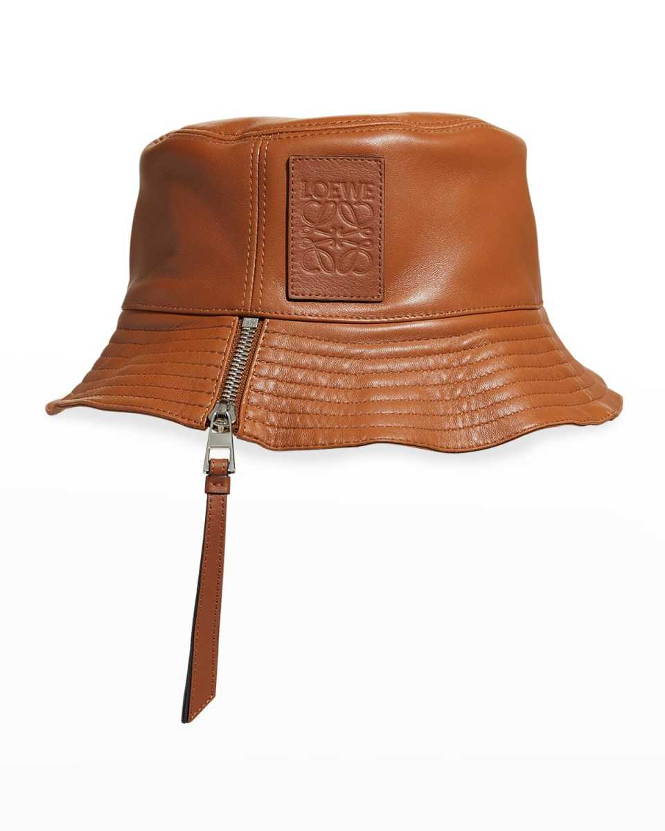 Fisherman Zip Leather Bucket Hat