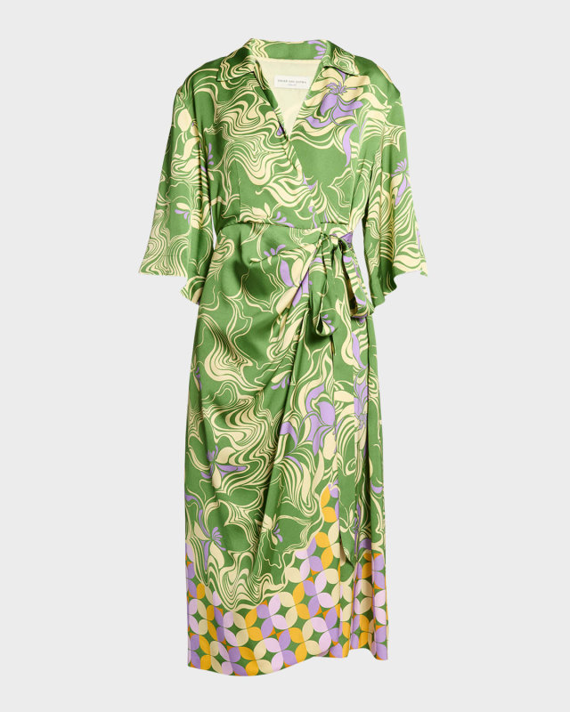 Dakola Printed Wrap Midi Dress