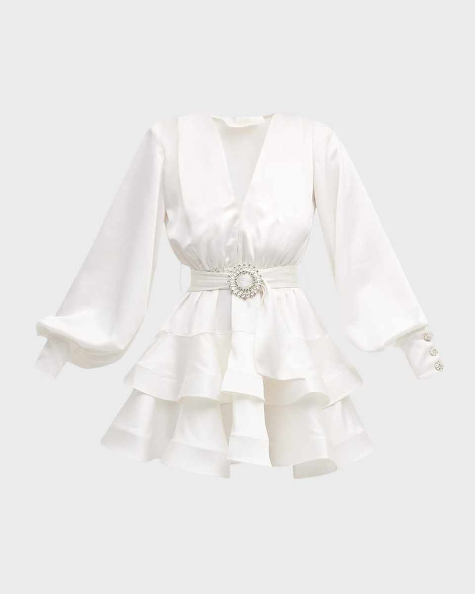 Bedouin Blanc Crystal-Embellished Mini Dress