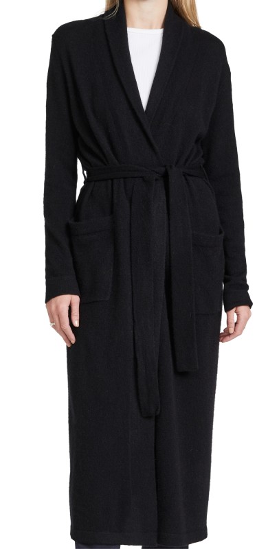 White + Warren Cashmere Long Robe Grey Heather
