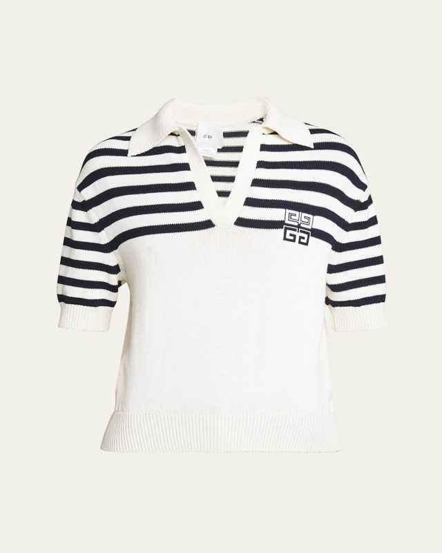 4G Logo Short-Sleeve Stripe Polo Sweater