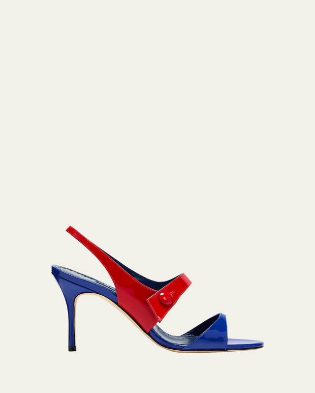 Climnetra Bicolor Patent Slingback Sandals