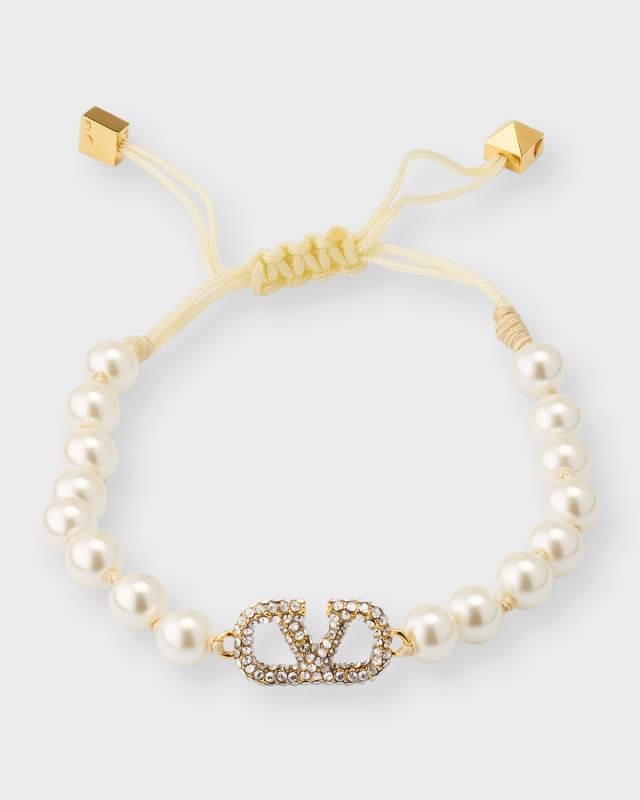 Strass Logo on Pearly Bracelet